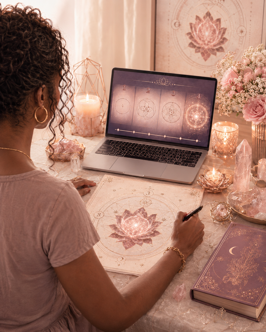 Woman working with the Goddess Code activation ritual