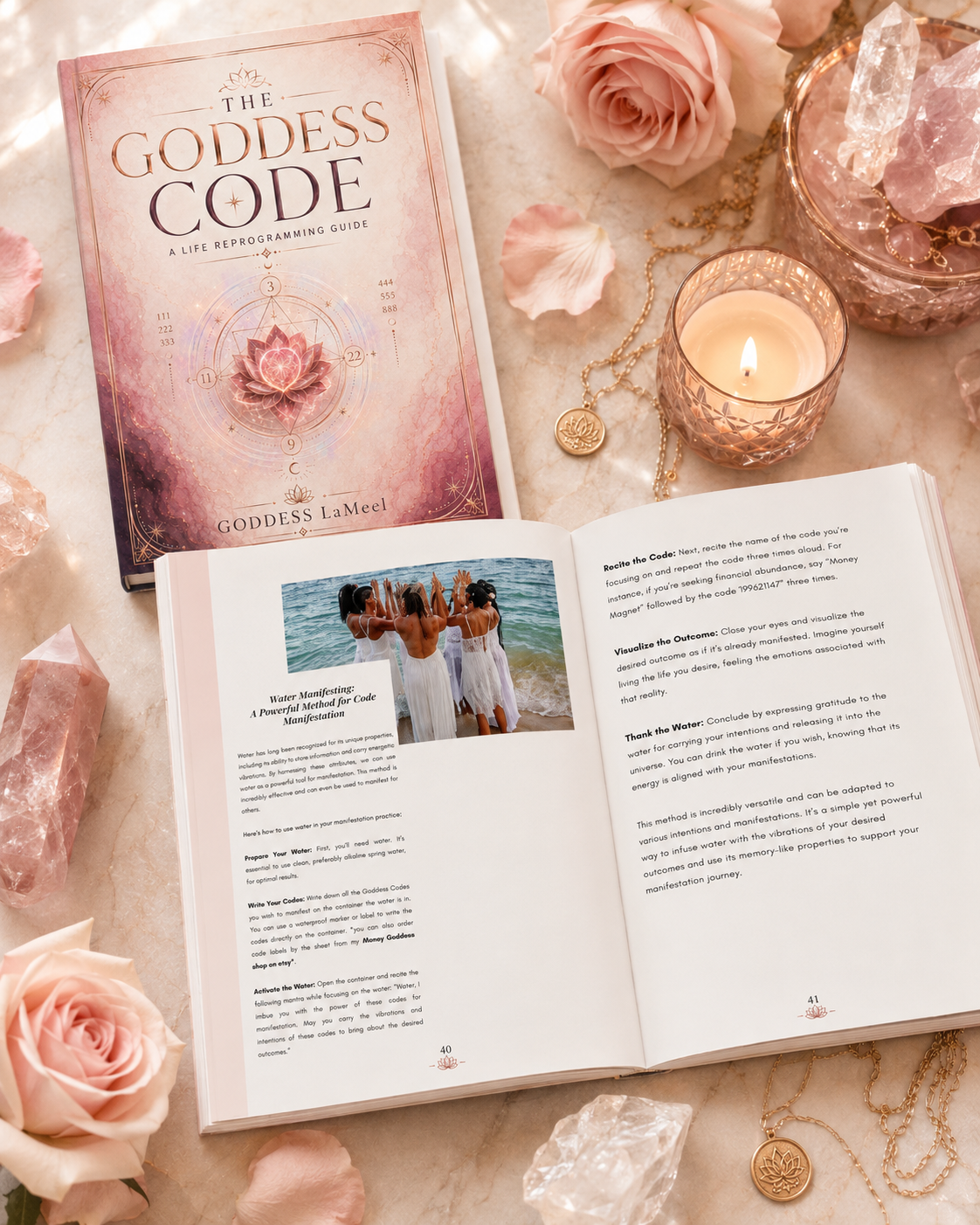 The Goddess Code displayed open and closed in a ceremonial setting